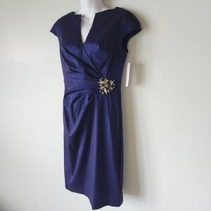 ELIZA J Jewel Embellished Blue Cocktail Dress